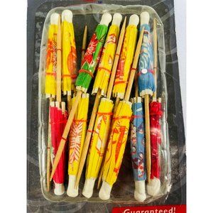 12 Ekco Cocktail Parasol Pick Paper Drink Bar Tiki Umbrellas Party Props Vintage